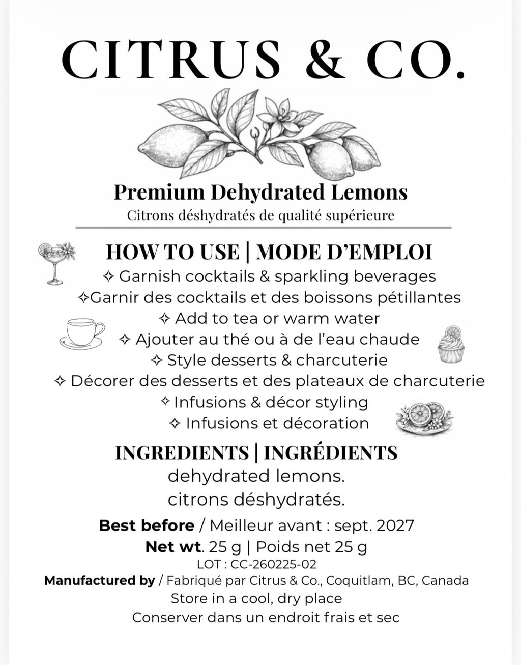 Luxury Dehydrated Lemon Garnish