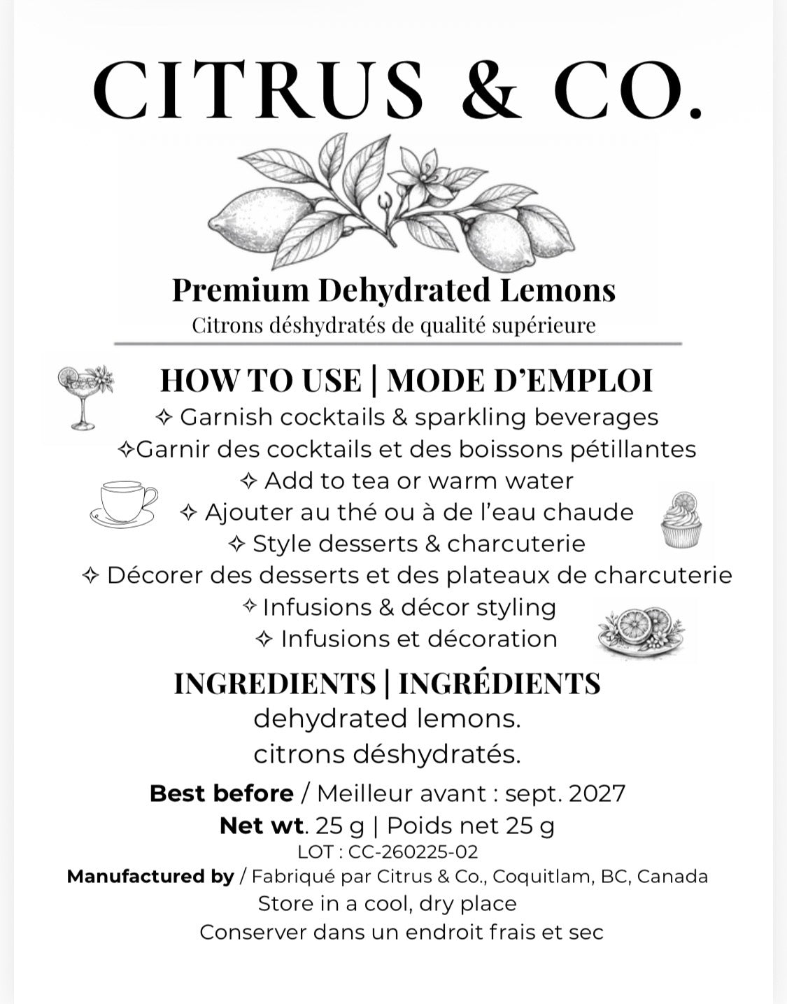 Luxury Dehydrated Lemon Garnish