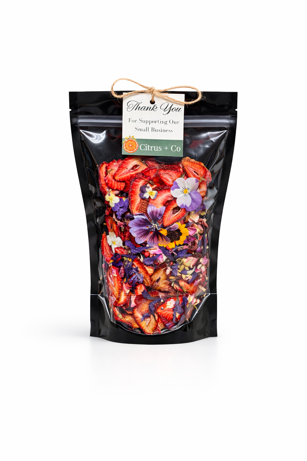 Dehydrated Strawberries & Edible Flower Blends