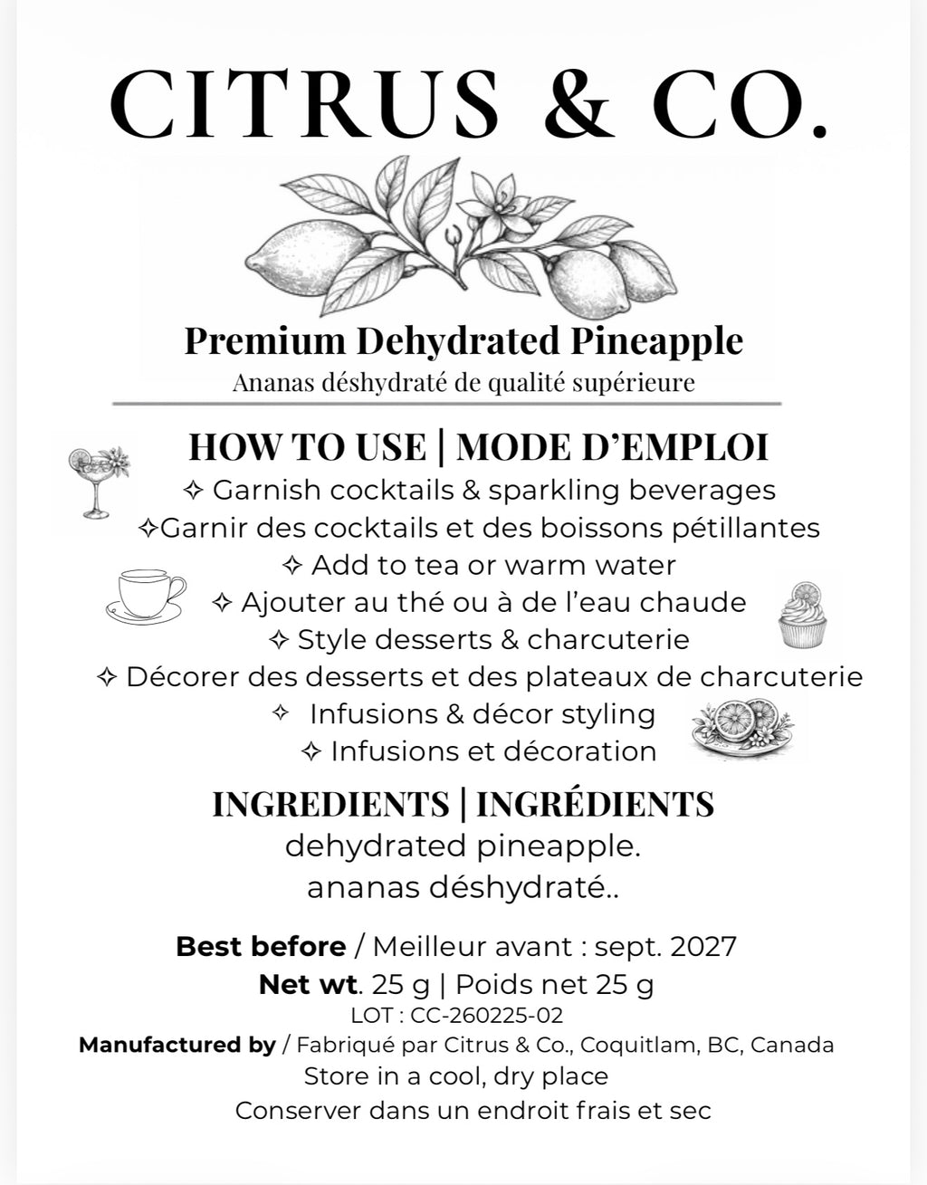 Luxury Dehydrated Pineapple  Garnish