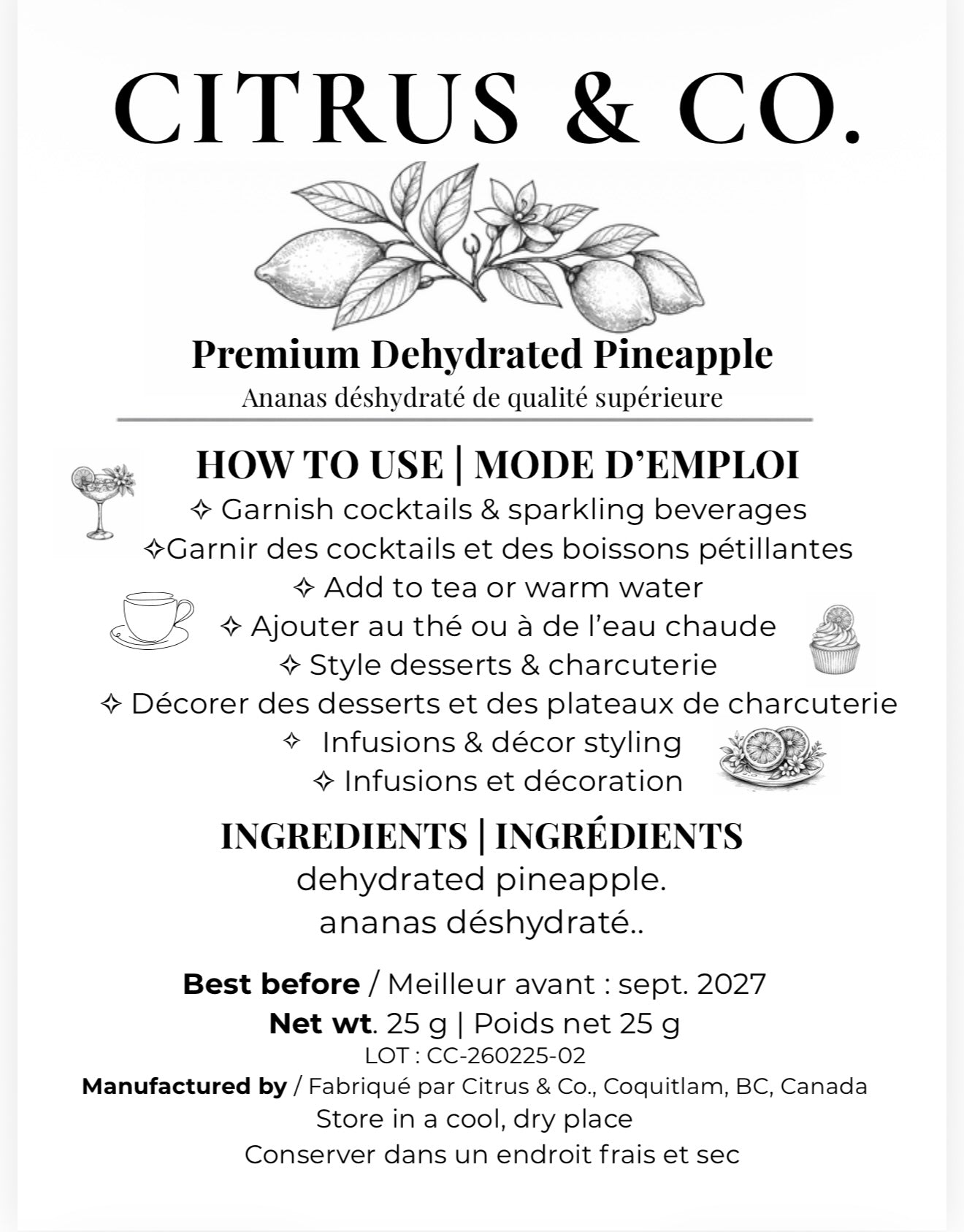 Luxury Dehydrated Pineapple  Garnish