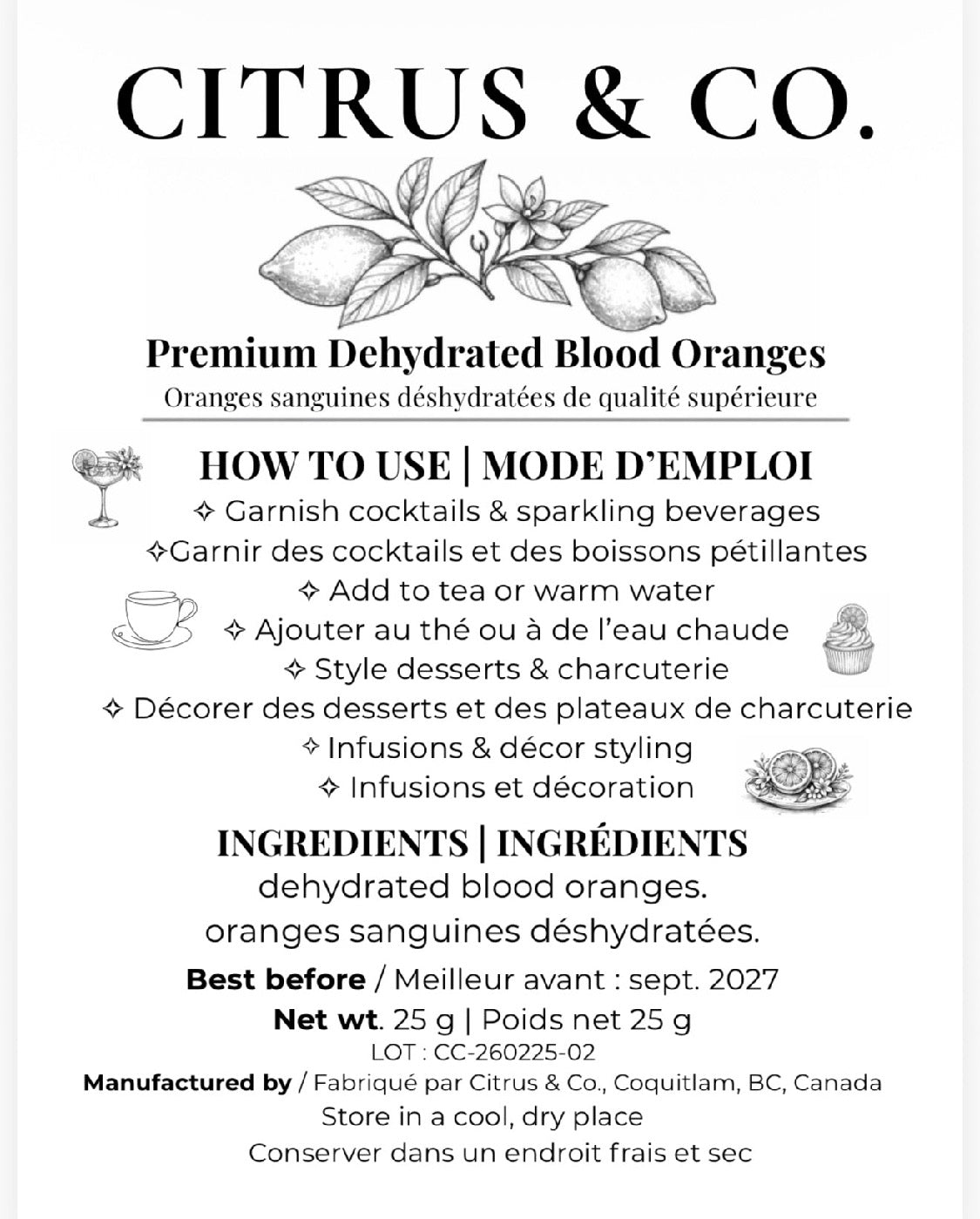 Luxury Dehydrated Blood Orange Garnish