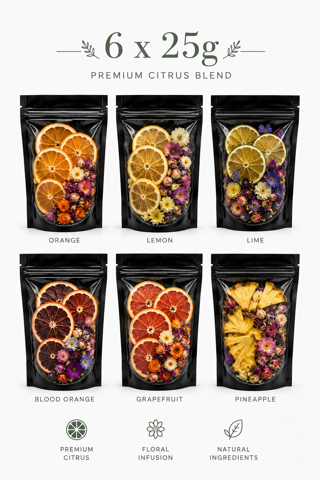 Premium Citrus & Floral Sampler Collection – 6 x 25g