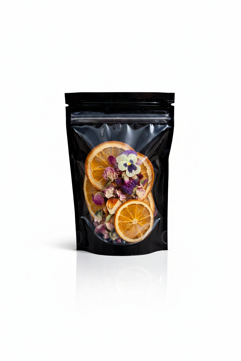 Luxury Dehydrated Orange Garnish with Edible Flowers